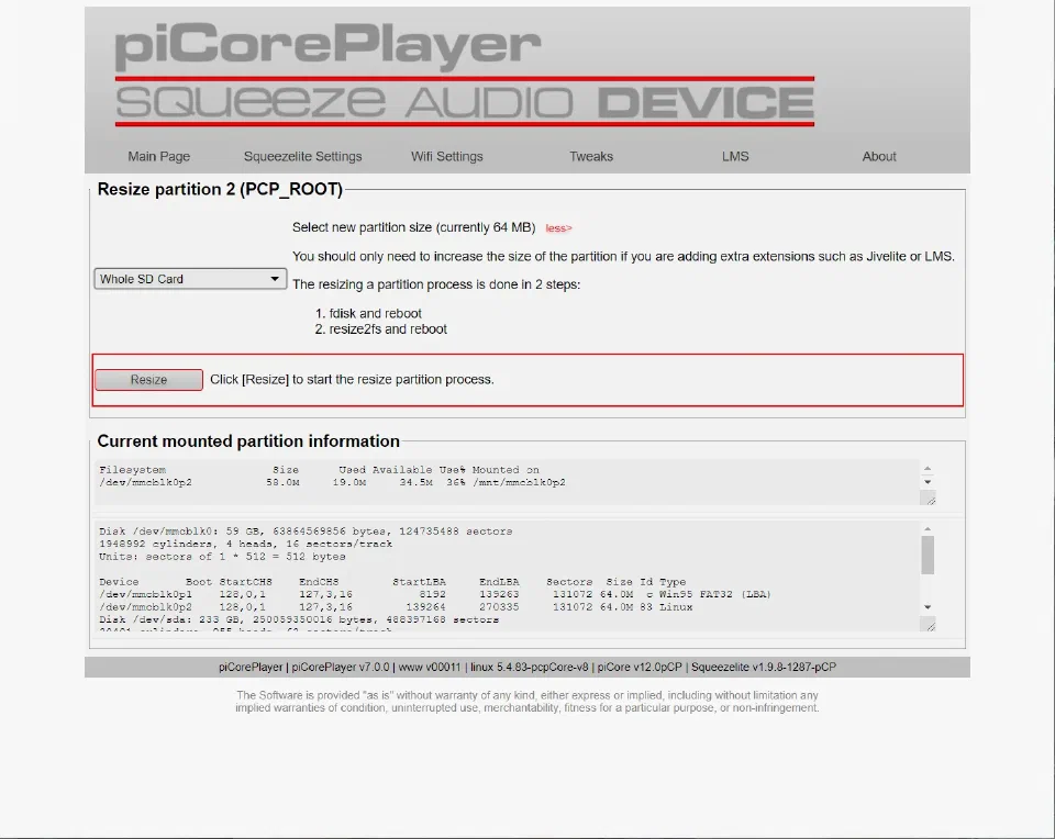 Raspberry pi 4 + piCorePlayer 7.0.0 折騰筆記